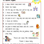 10 Commandments For Kids Worksheets Printable