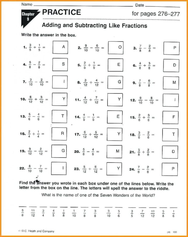 7th Grade Math Worksheets Printable With Answers