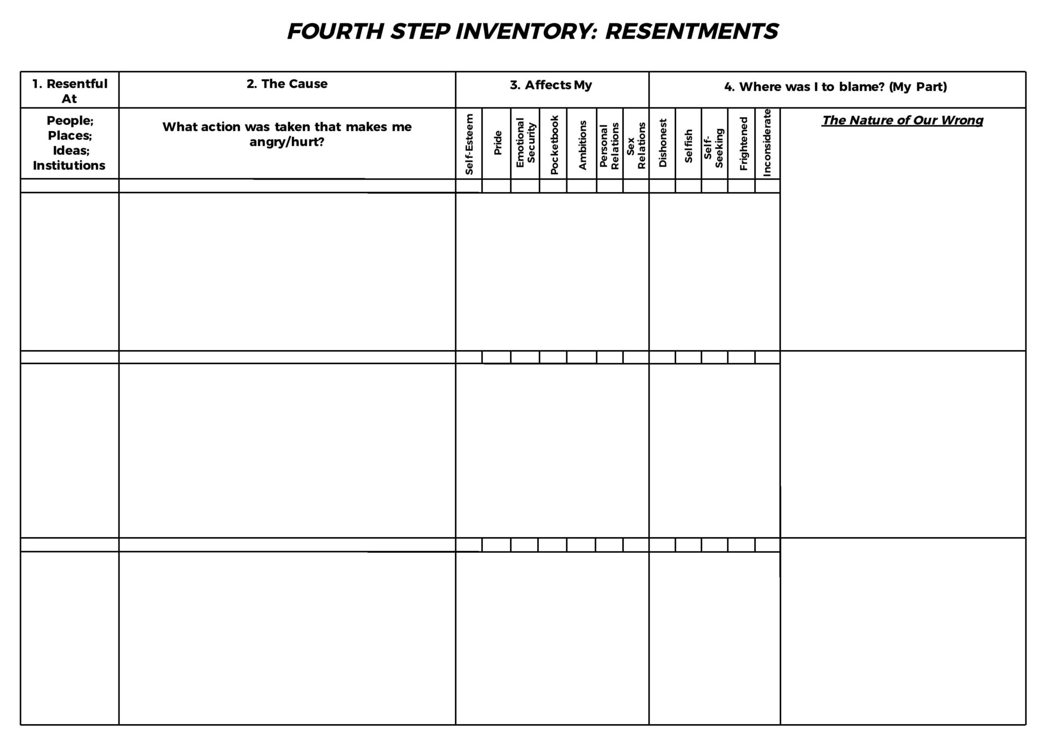 Aa 4th Step Worksheets Printable Ronald Worksheets