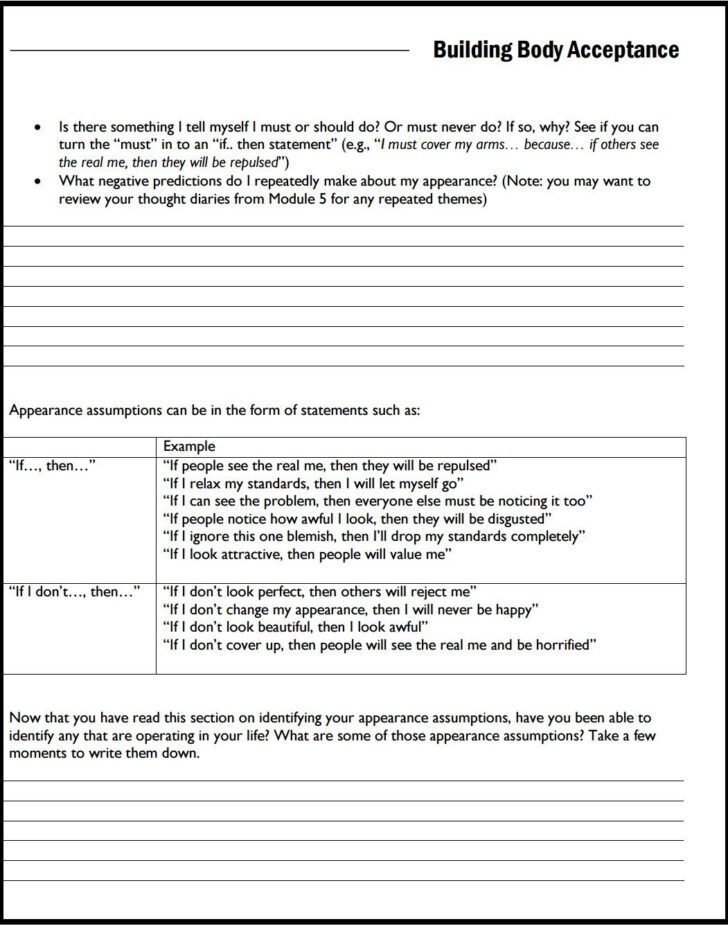 Adult Mental Health Worksheets Printable