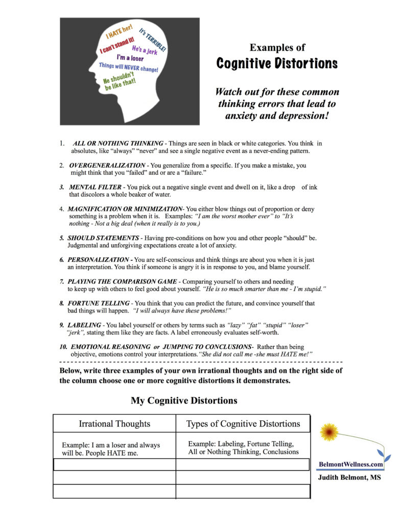 Adult Worksheets Printable For Mental Health | Ronald Worksheets