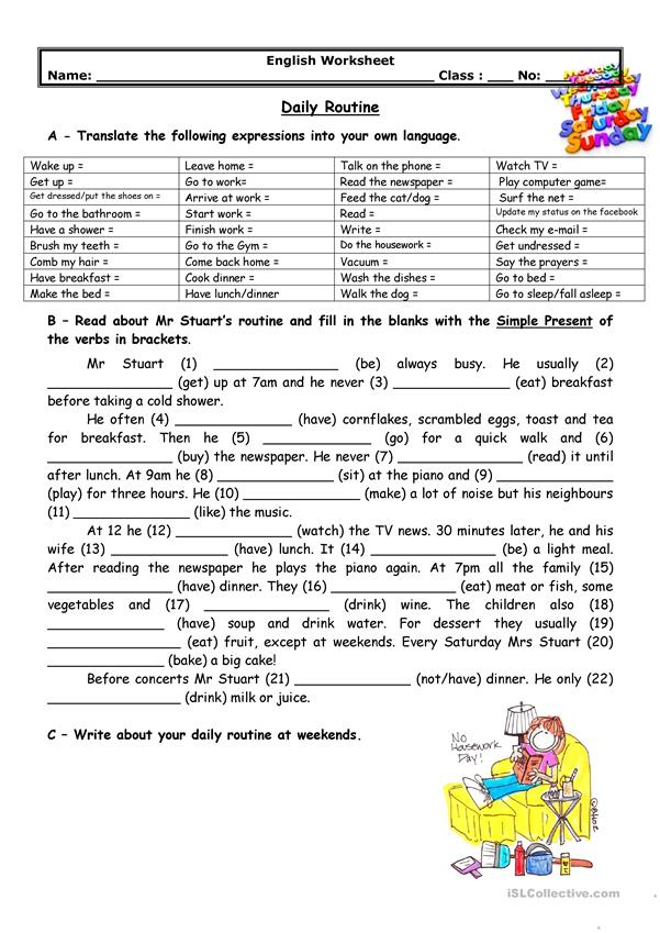 Adults 39 Daily Routine Worksheet Free ESL Printable Worksheets Made By 