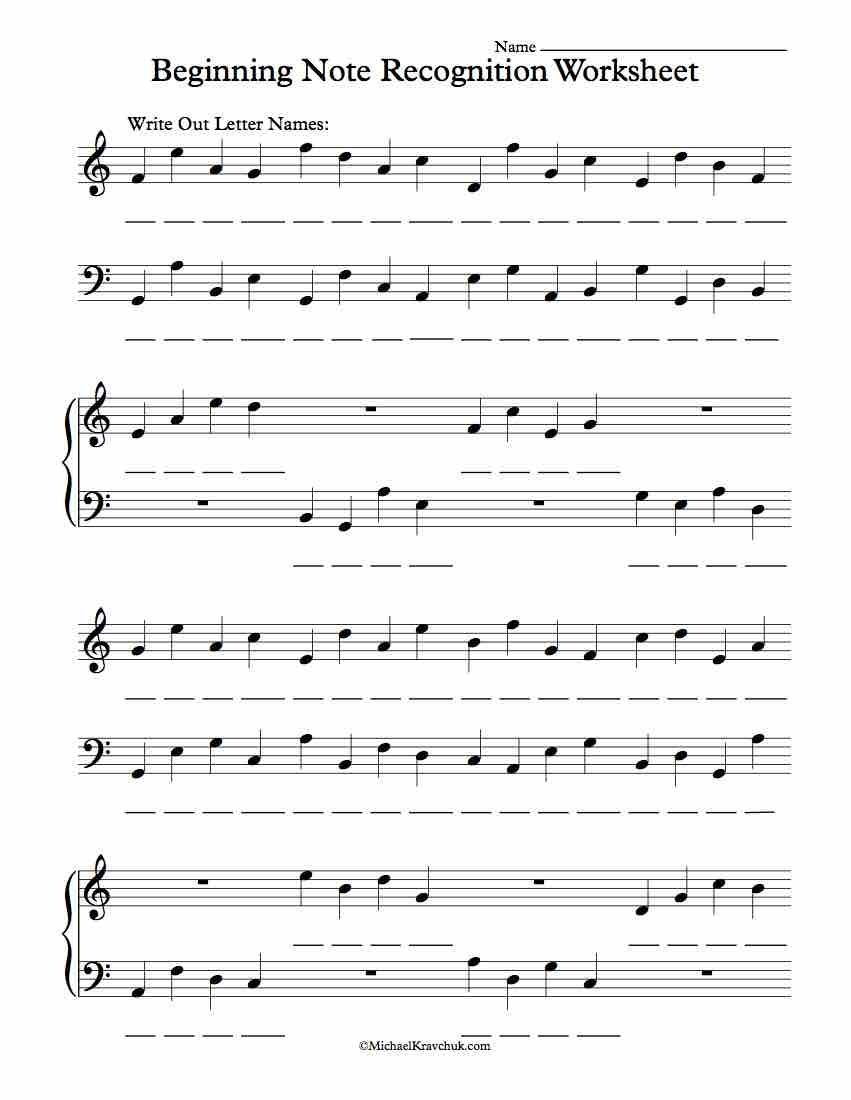 Worksheet Piano Music Notes For Beginners And Worksheets Kids 