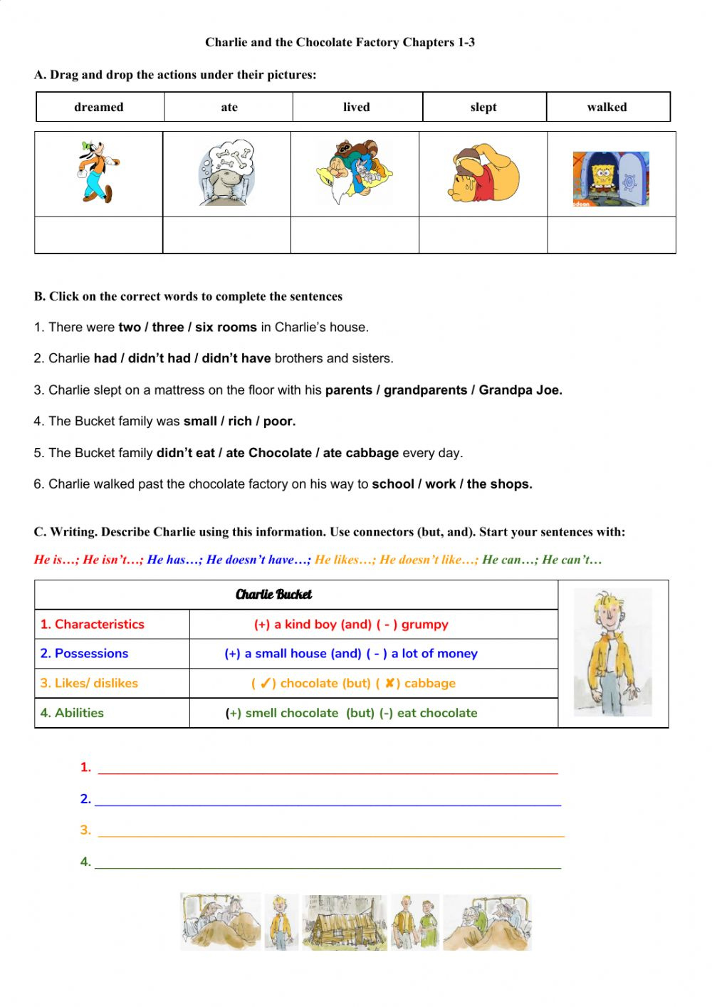 Charlie And The Chocolate Factory Worksheets Printable Ronald Worksheets