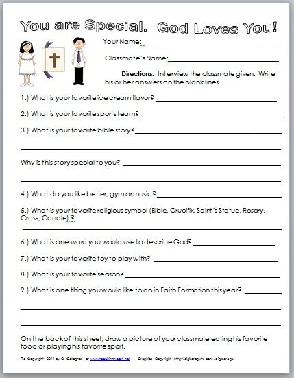 Christian Study Class Get To Know Work Worksheets Printable | Ronald ...