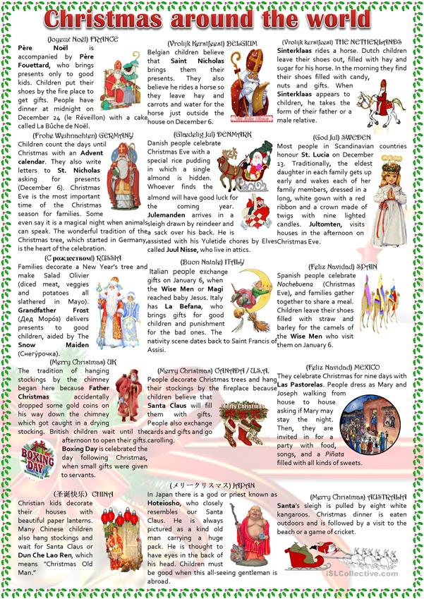 Christmas Around The World Worksheet Free ESL Printable Worksheets 