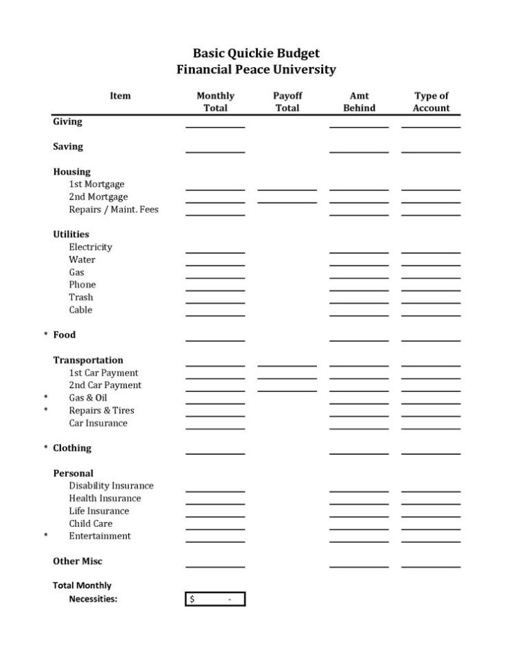 Dave Ramsey Printable Worksheets | Ronald Worksheets