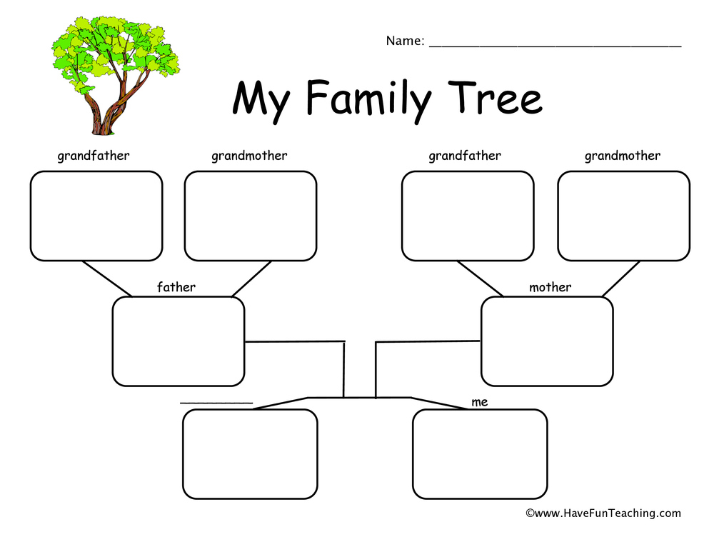 2 Children Family Tree Worksheet Have Fun Teaching