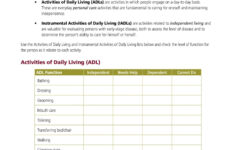 Daily Living Skills Worksheet Activities Of Daily Living Checklist