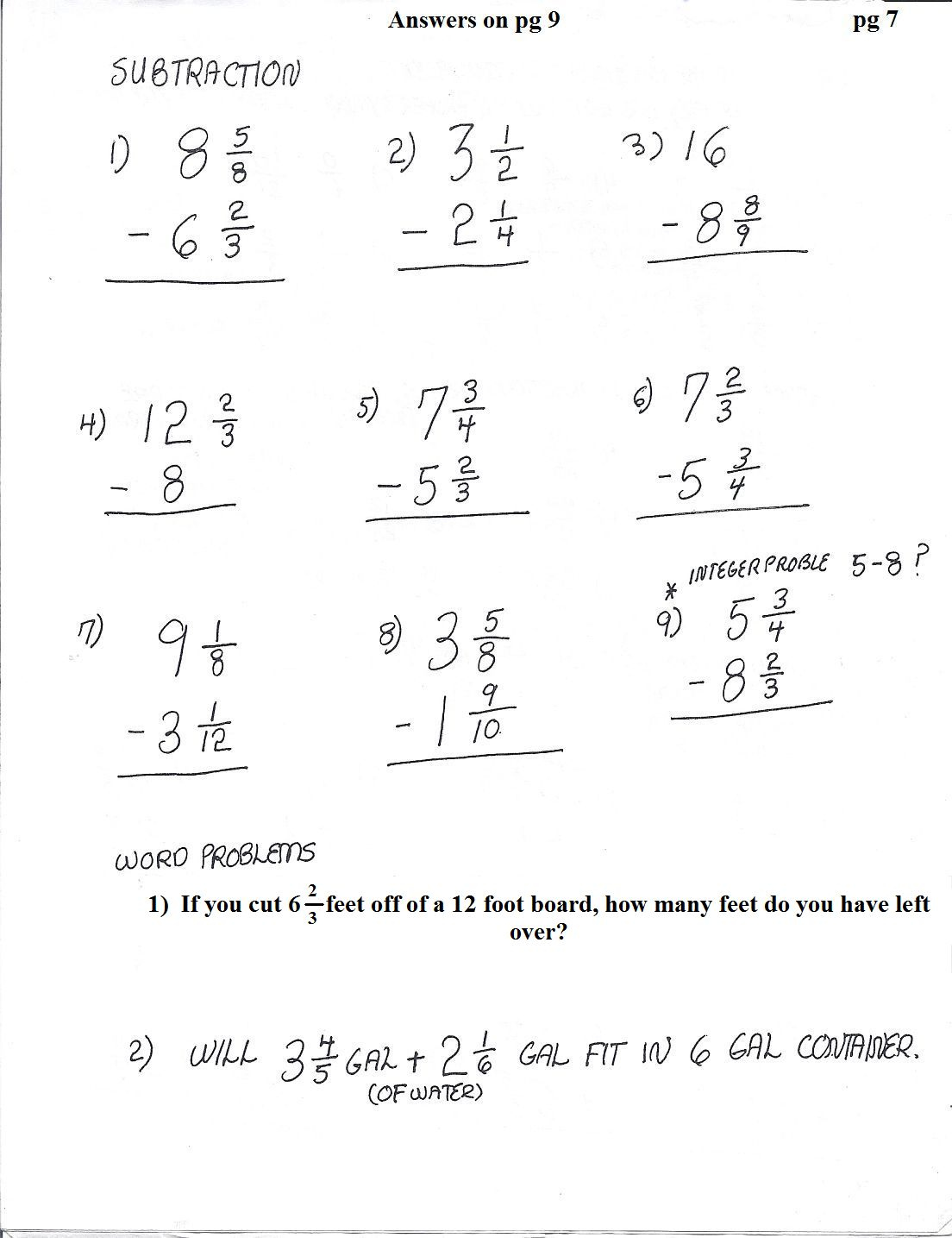 Cobb Adult Ed Math Fraction Notes And Worksheets