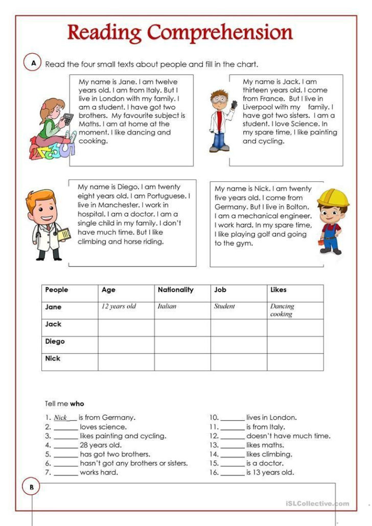 Free Printable Comprehension Worksheets Ks1