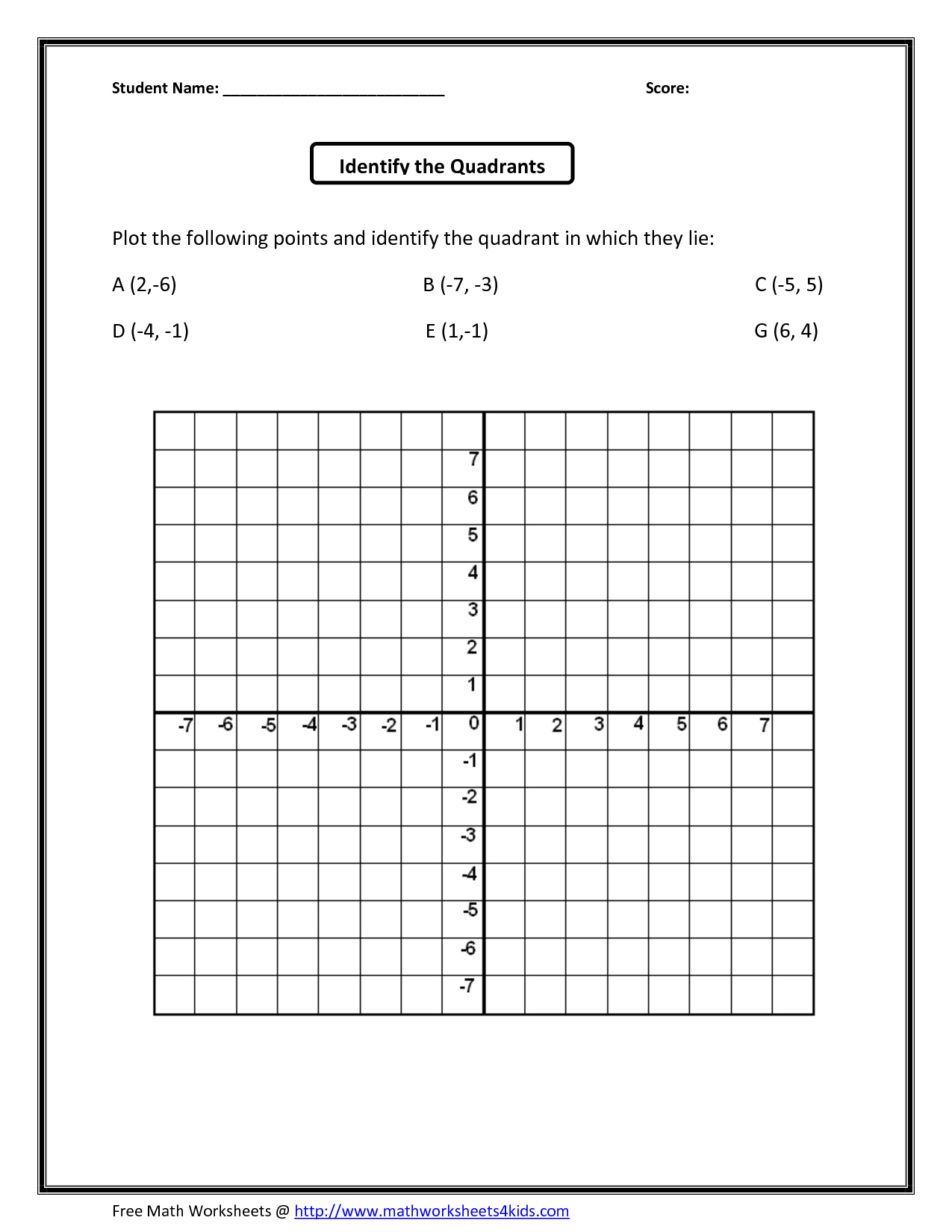 Free Printable Coordinate Graphing Worksheets Ronald Worksheets