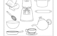 Kitchen Items Coloring Worksheet Free Printable Digital PDF In