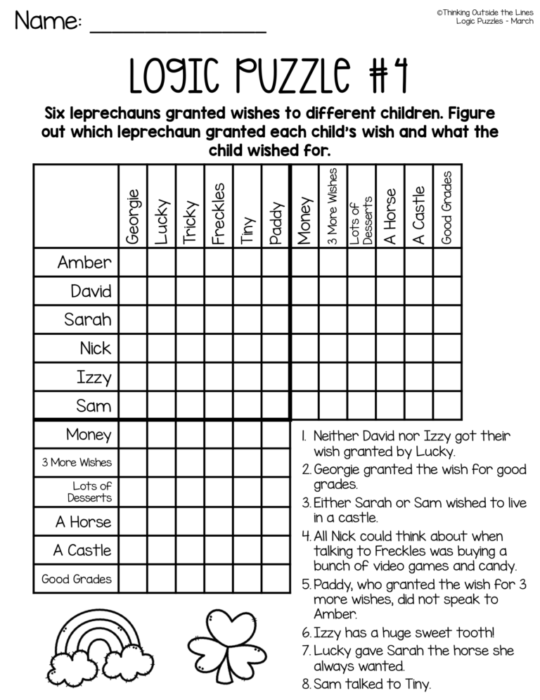 Free Easy Printable Logic Puzzles Free Easy Printable Logic Puzzles