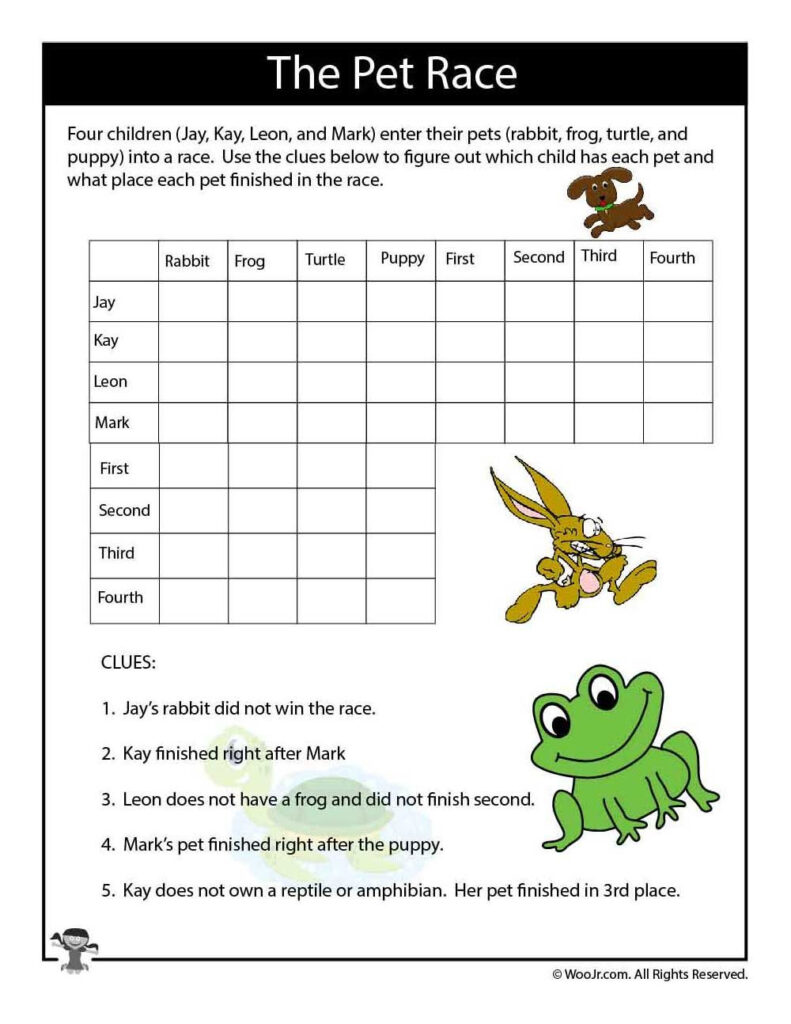 Free Printable Logic Puzzle Worksheets Ronald Worksheets