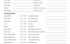 Reception Worksheets Plan Wedding Reception Planning Wedding
