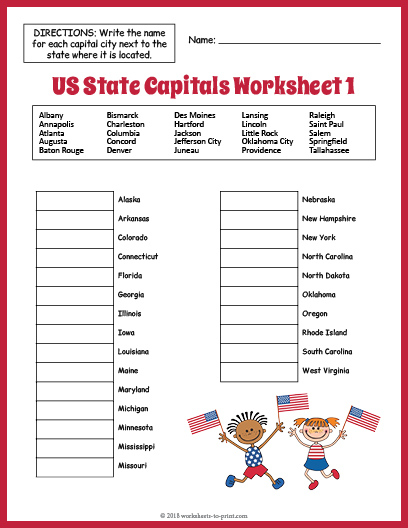 Free Printable States And Capitals Worksheets | Ronald Worksheets