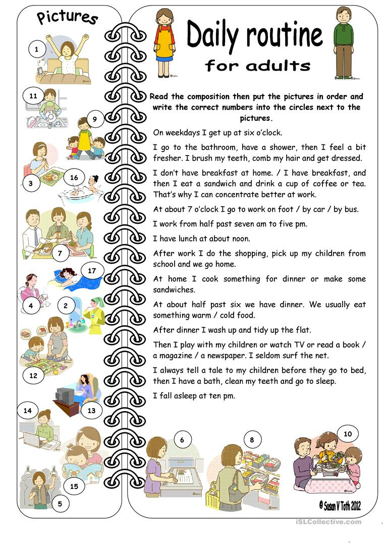 Daily Routines For Adults Elementary With Key Worksheet Free ESL 