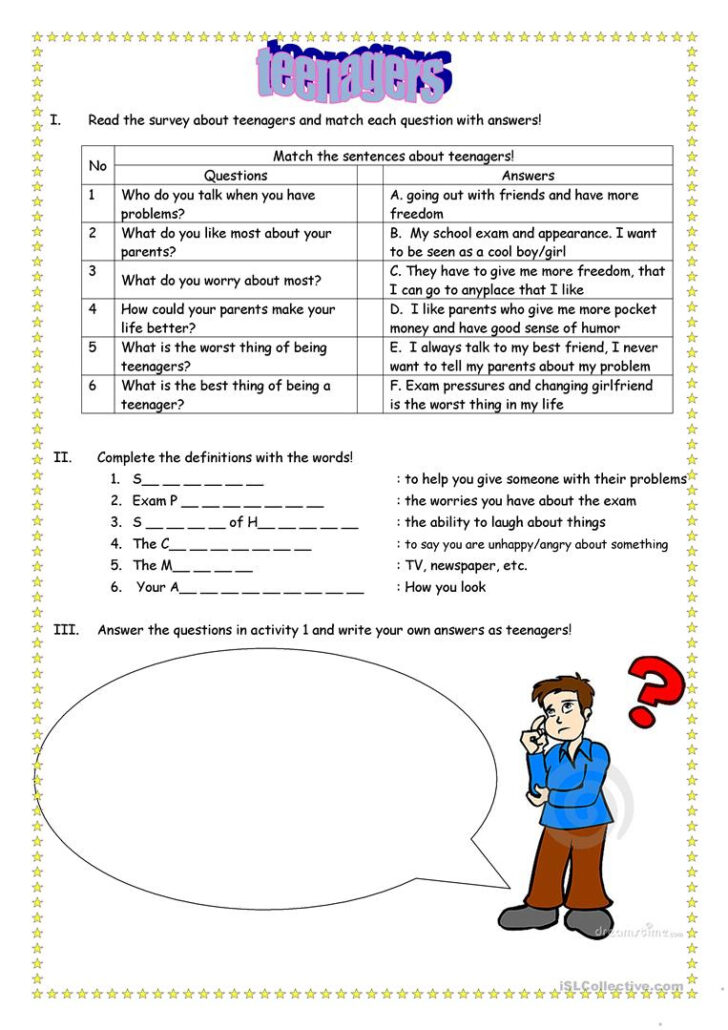Free Printable Worksheets For Teens | Ronald Worksheets
