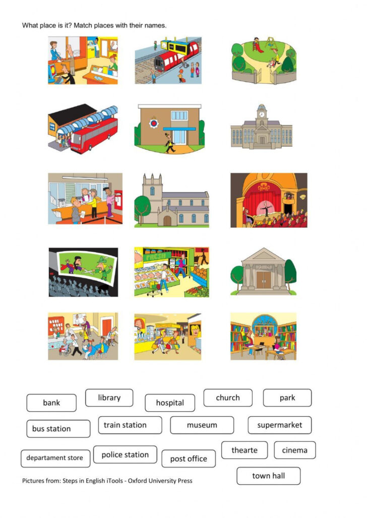 Free Printable Worksheets On Places In Town For Kids In Pdf