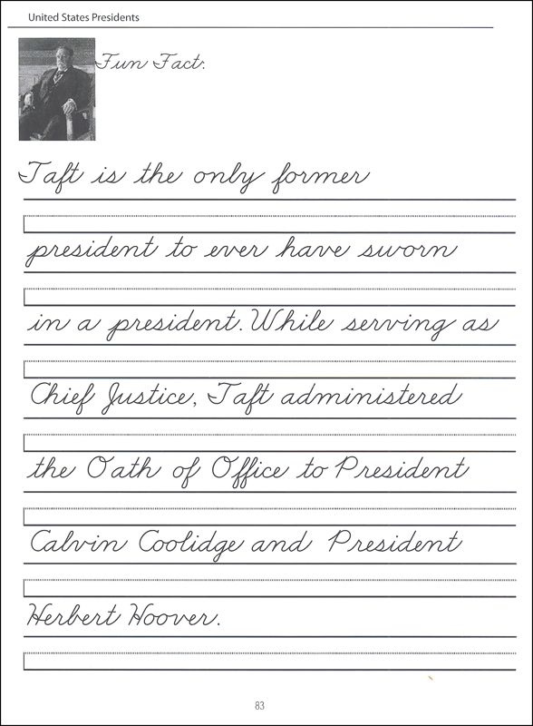 44 United States Presidents Character Writing Worksheets Zaner Bloser 