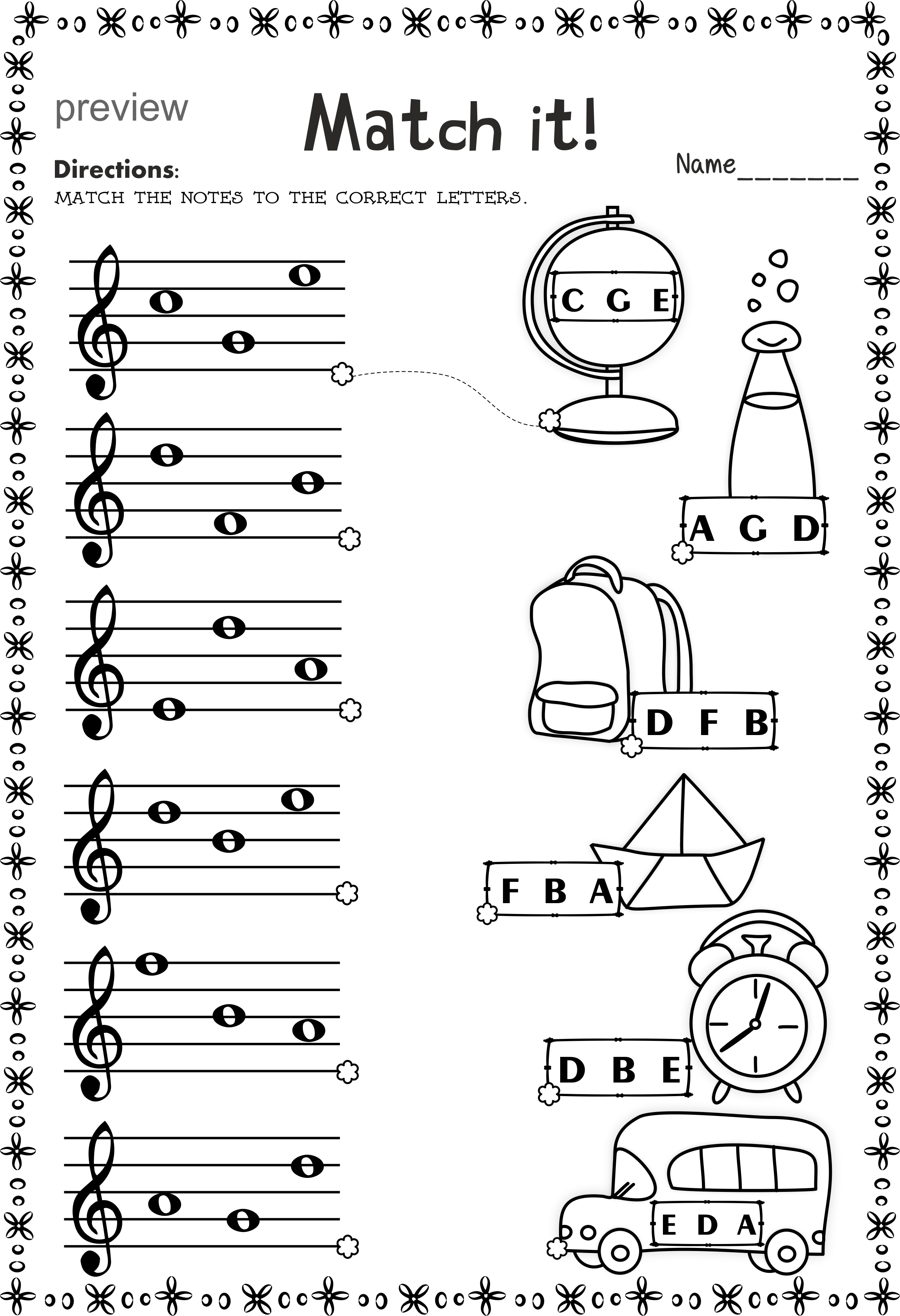 Music Staff Worksheets Bundle Back To School Themed Music Theory 