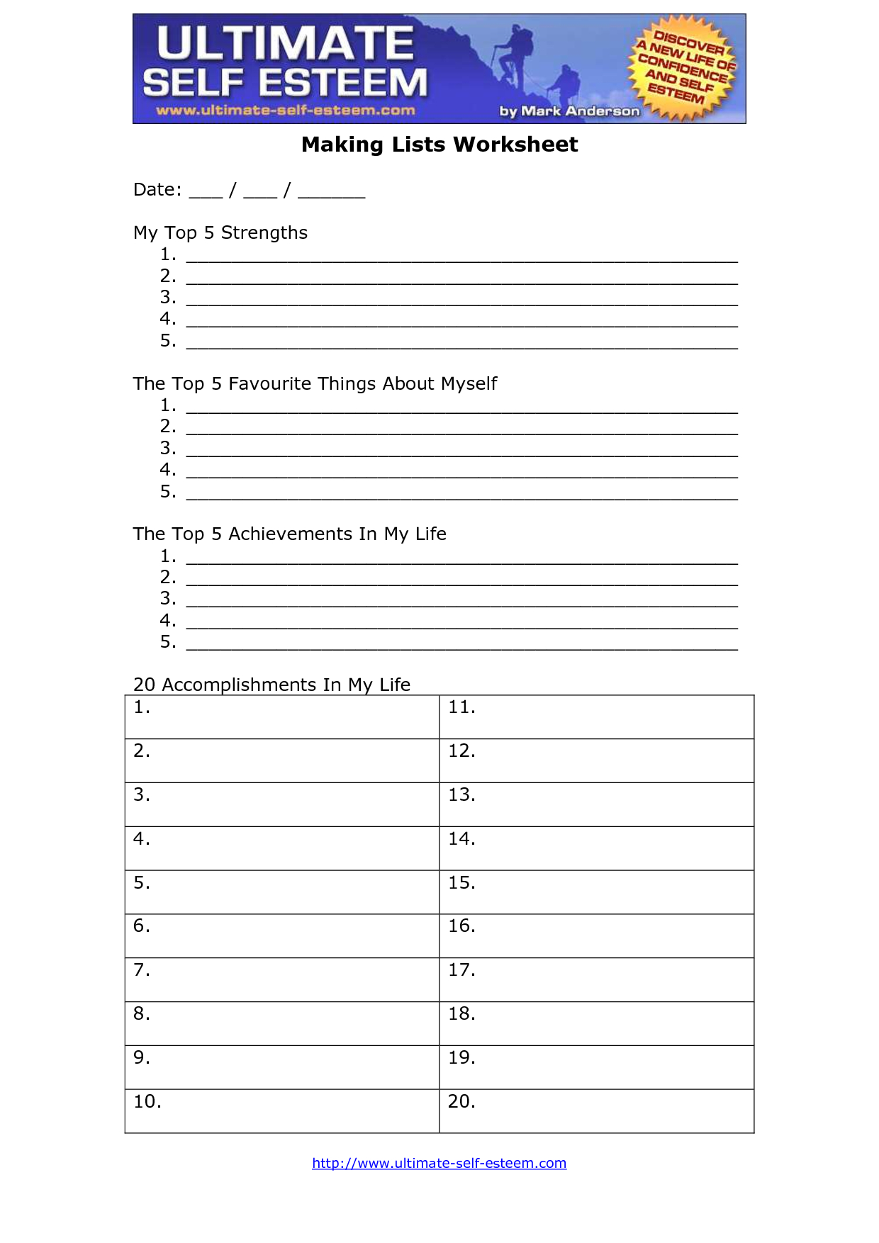 Self Esteem Worksheets Adults Ebook Pdf Zone Db excel