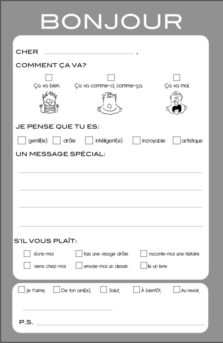 French Immersion Worksheets Printable
