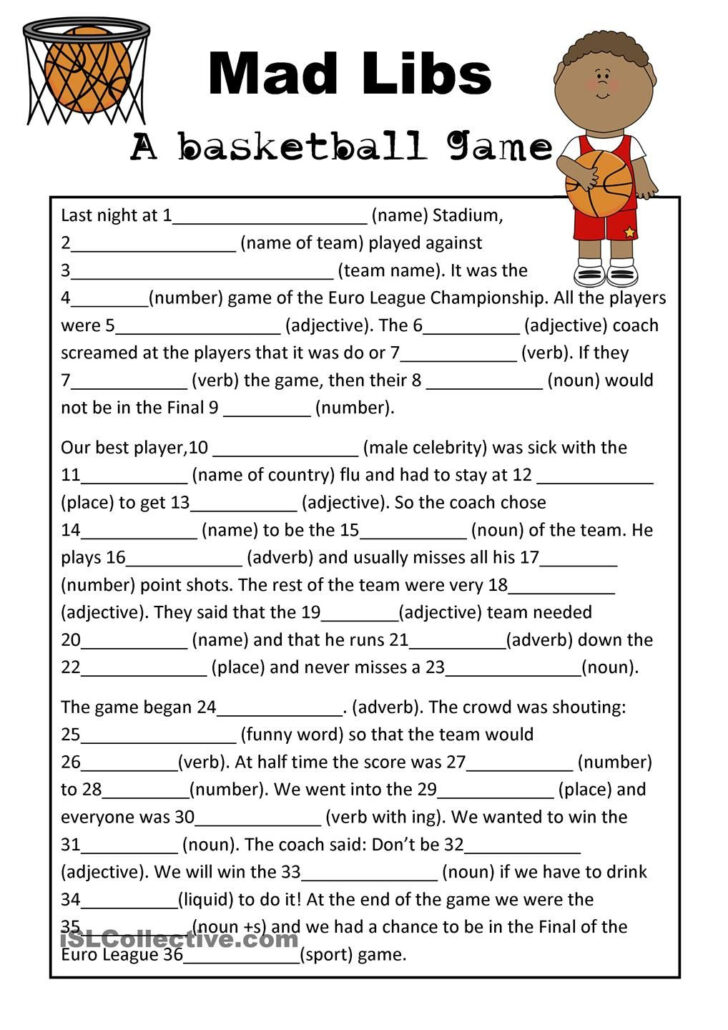 Funny Worksheets Printable Mad Libs