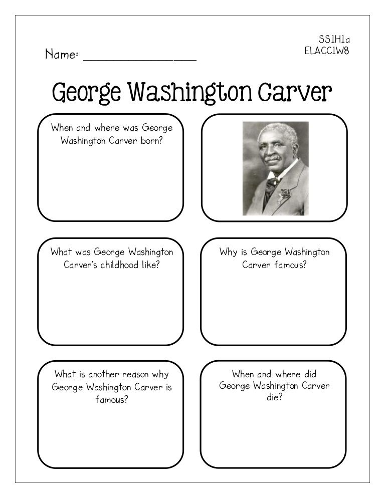 Famous Americans Graphic Organizers George Washington Carver George 