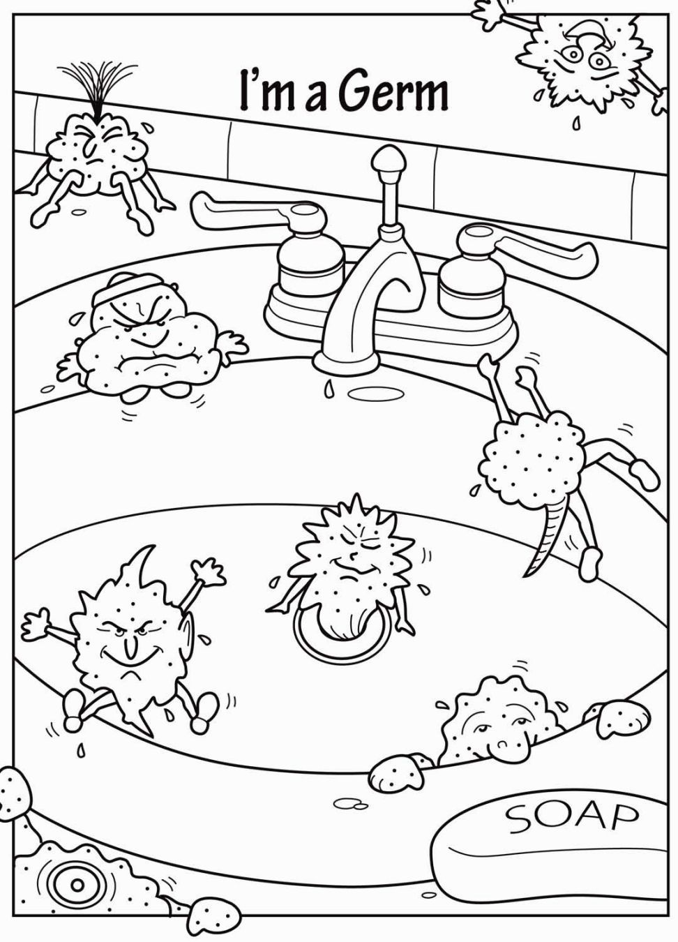 Germ Coloring Page Germs Preschool Hygiene Lessons Coloring Pages