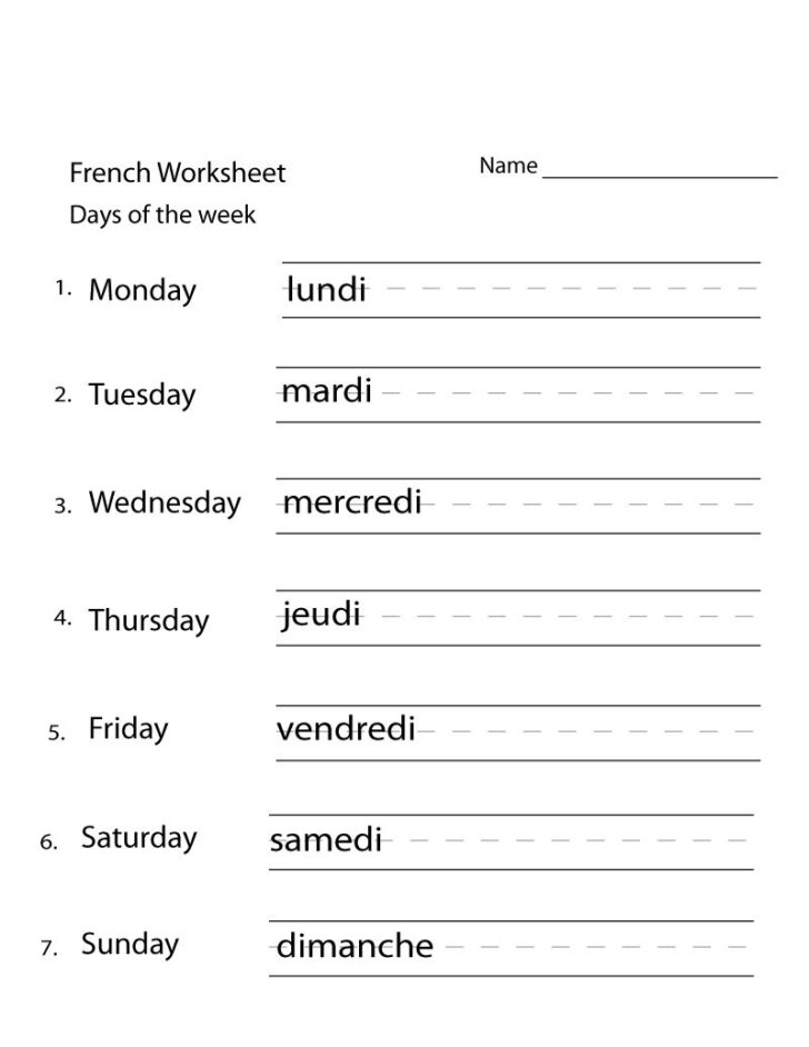 Grade 1 French Worksheets Printable