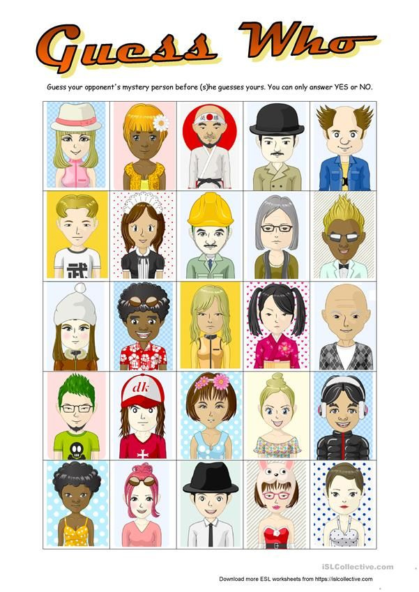 Guess Who With 25 Characters Worksheet Free ESL Printable Worksheets 