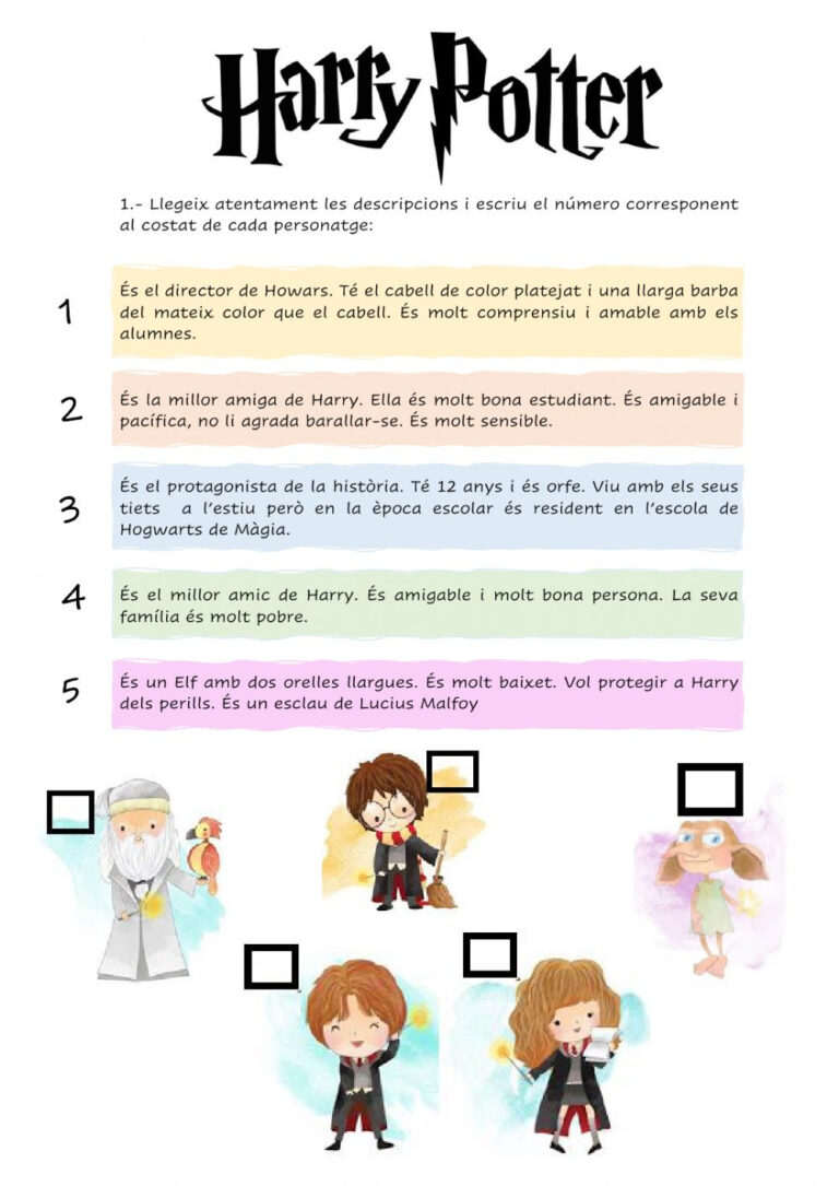 Harry Potter Worksheets Printable | Ronald Worksheets