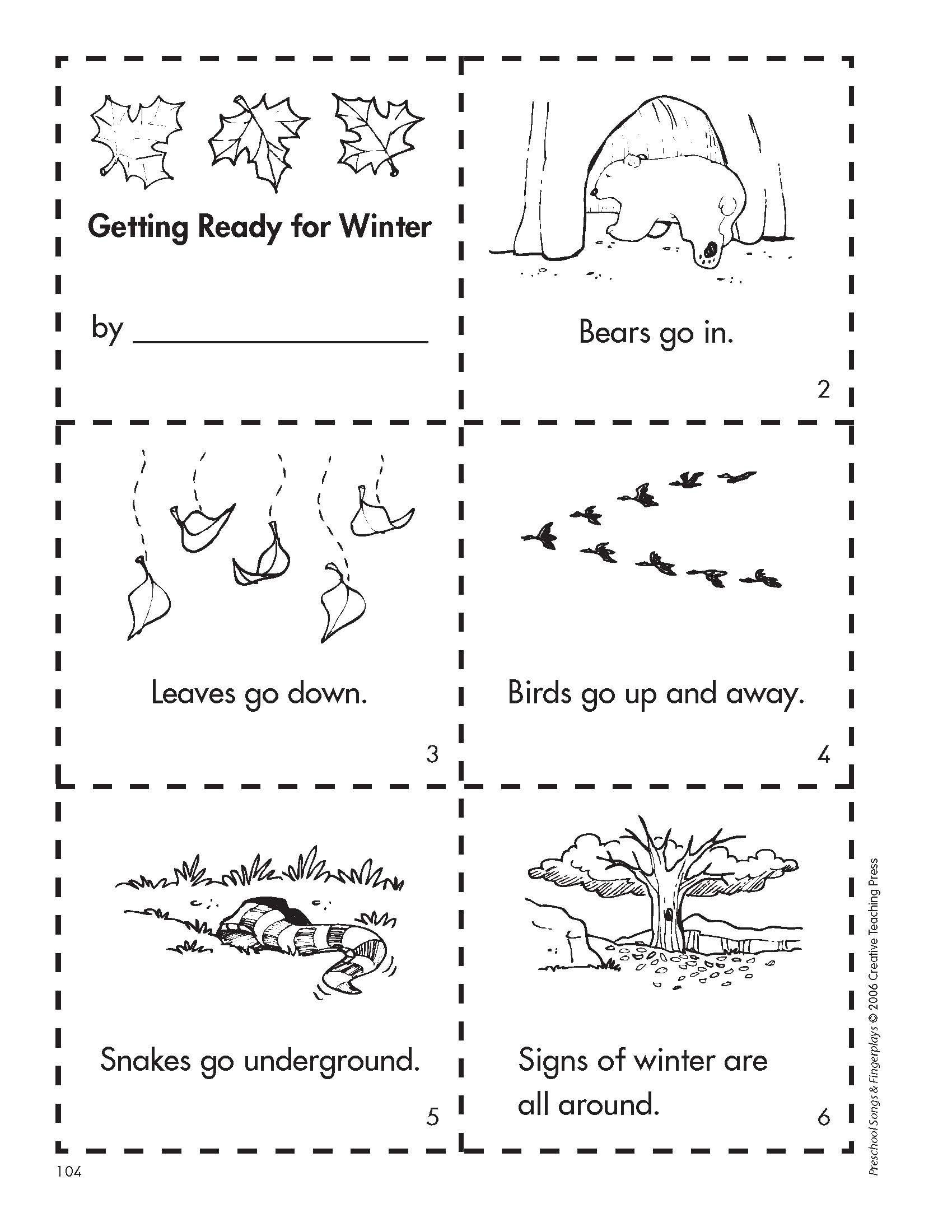 Printable Worksheets For Kids On Hibernation January 2013 Preschool 