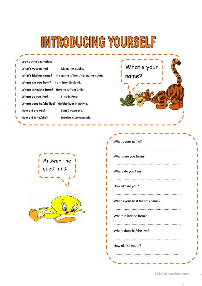 Introducing Yourself English ESL Worksheets For Distance Learning And 