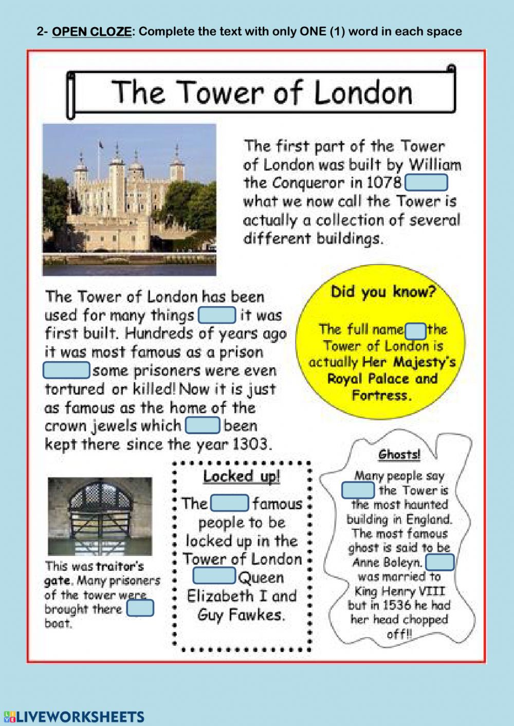 London Landmarks Worksheet