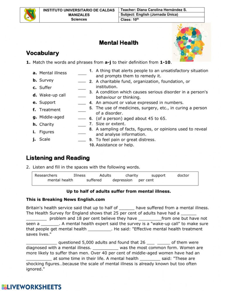 Mental Health Worksheets Printable Ronald Worksheets