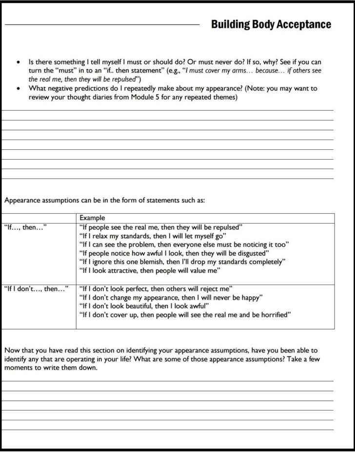 Mental Health Worksheets Printable For Adults