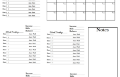 Blank Monthly Bill Payment Sheet Template Calendar Design