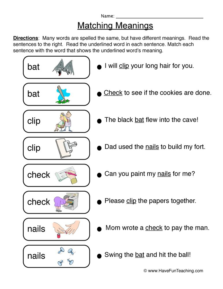 Multiple Meaning Words Worksheets Printable Ronald Worksheets