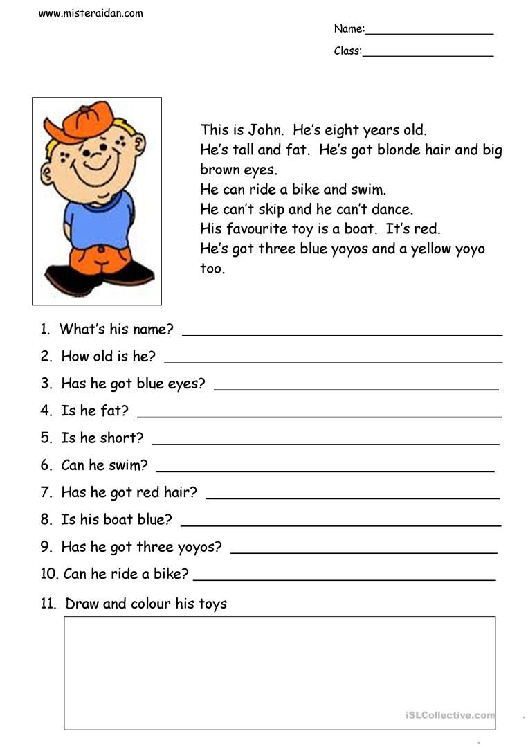 Printable Reading Comprehension Free Uk Year 3 Worksheets 