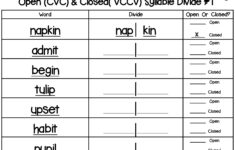 Closed Open Syllables Centers Worksheets Closed Syllables