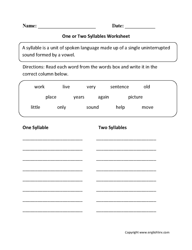 Open Closed Syllable Worksheets Printable Sheet Free