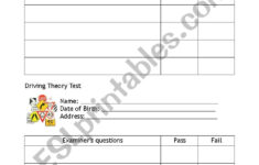 Driving Theory Test ESL Worksheet By MissBee50