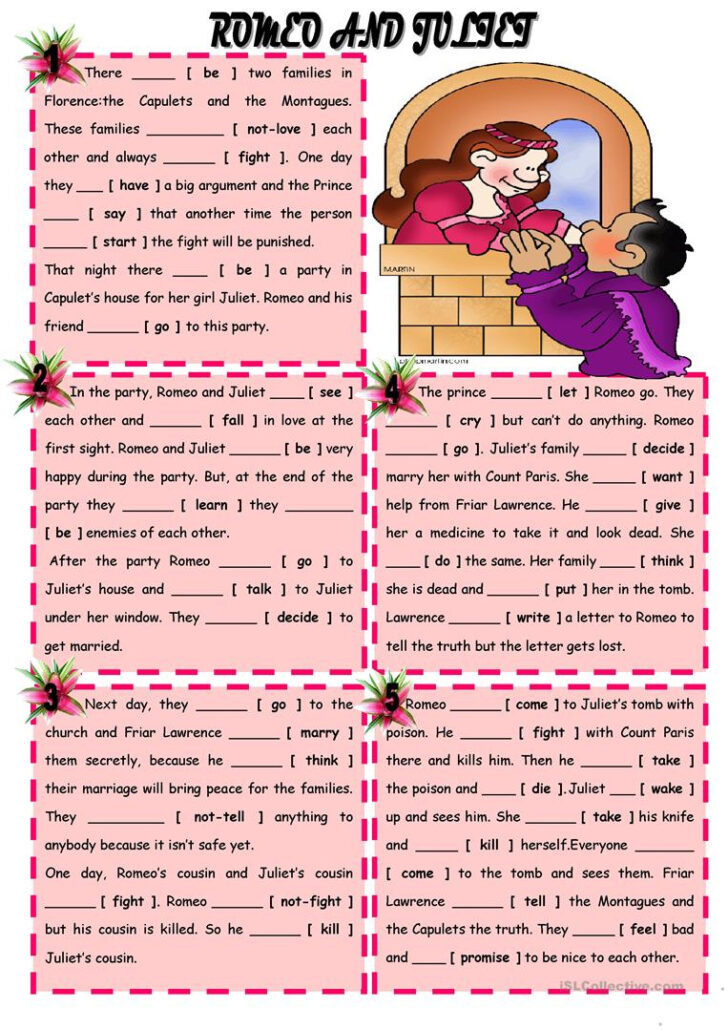Romeo And Juliet Worksheets Printable