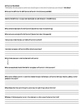 Self Control Worksheets Printable | Ronald Worksheets