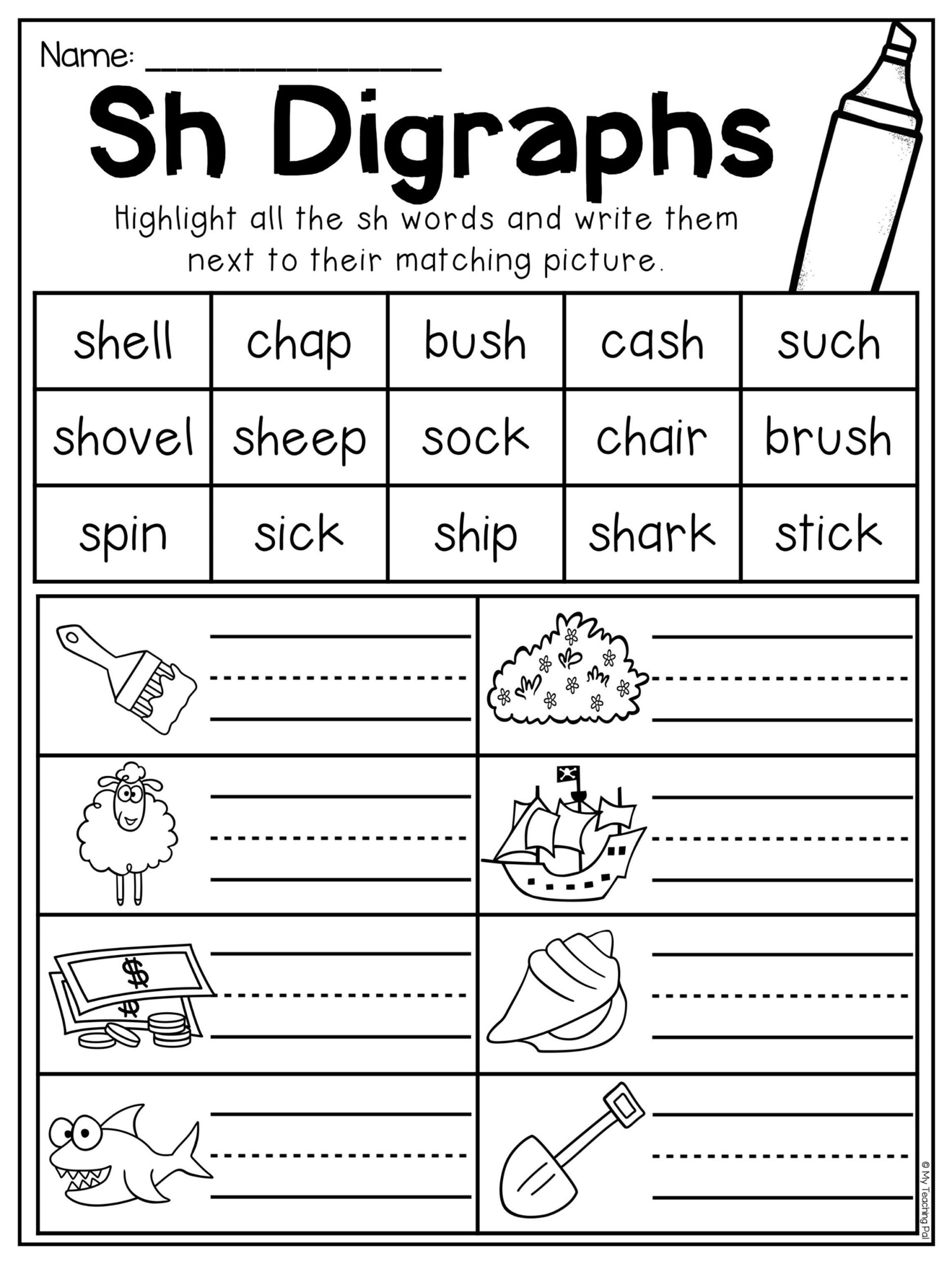 Digraph Worksheet Packet Ch Sh Th Wh Ph Phonics Worksheets 