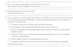 Free Birth Plan Worksheet PDF 48KB 1 Page s