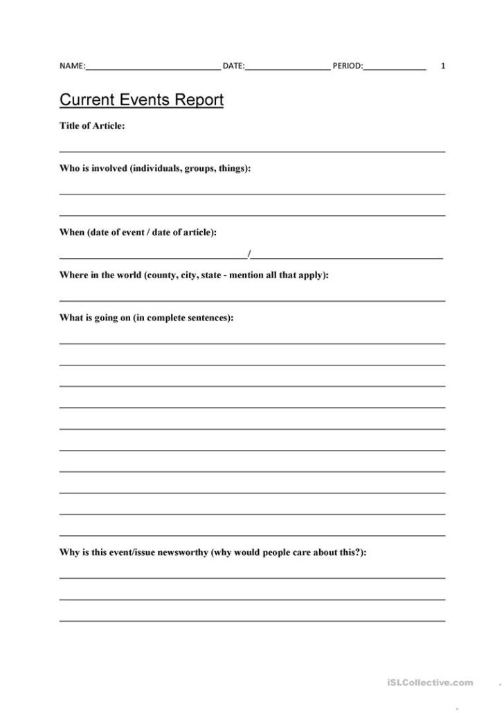 Worksheets Printable Current Events Template